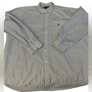 Ralph Lauren Men's XXL Blake LS Pony‎ Button Down Shirt Blue White Striped